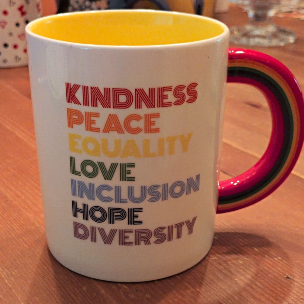 ONE TOGETHER Ceramic Pride Coffee Mug 10 fl oz Rainbow Kindness Peace Equality
